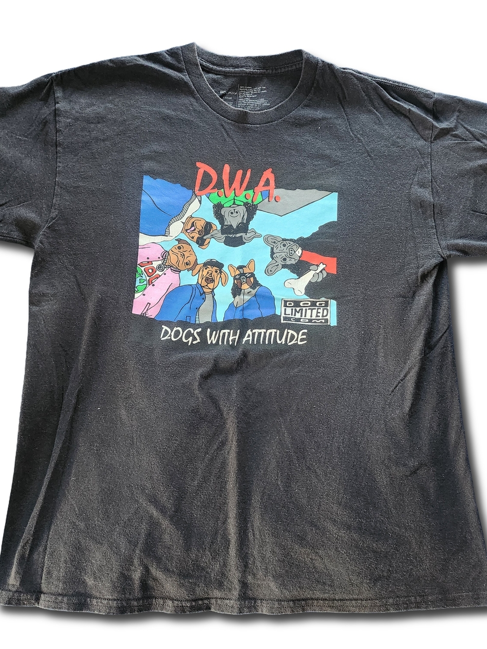 Dog Limited D.W.A. Dogs With Attitude Graphic Tee Size Large